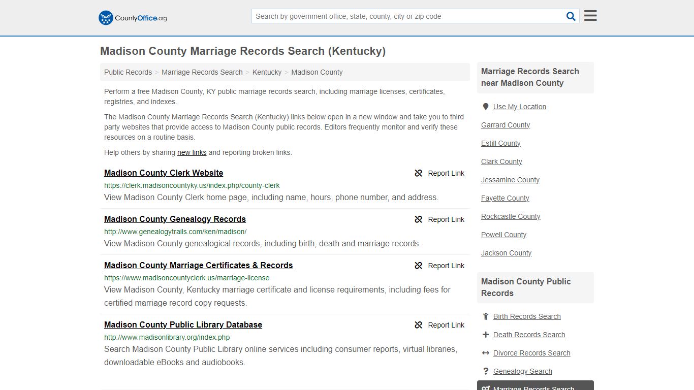 Madison County Marriage Records Search (Kentucky)